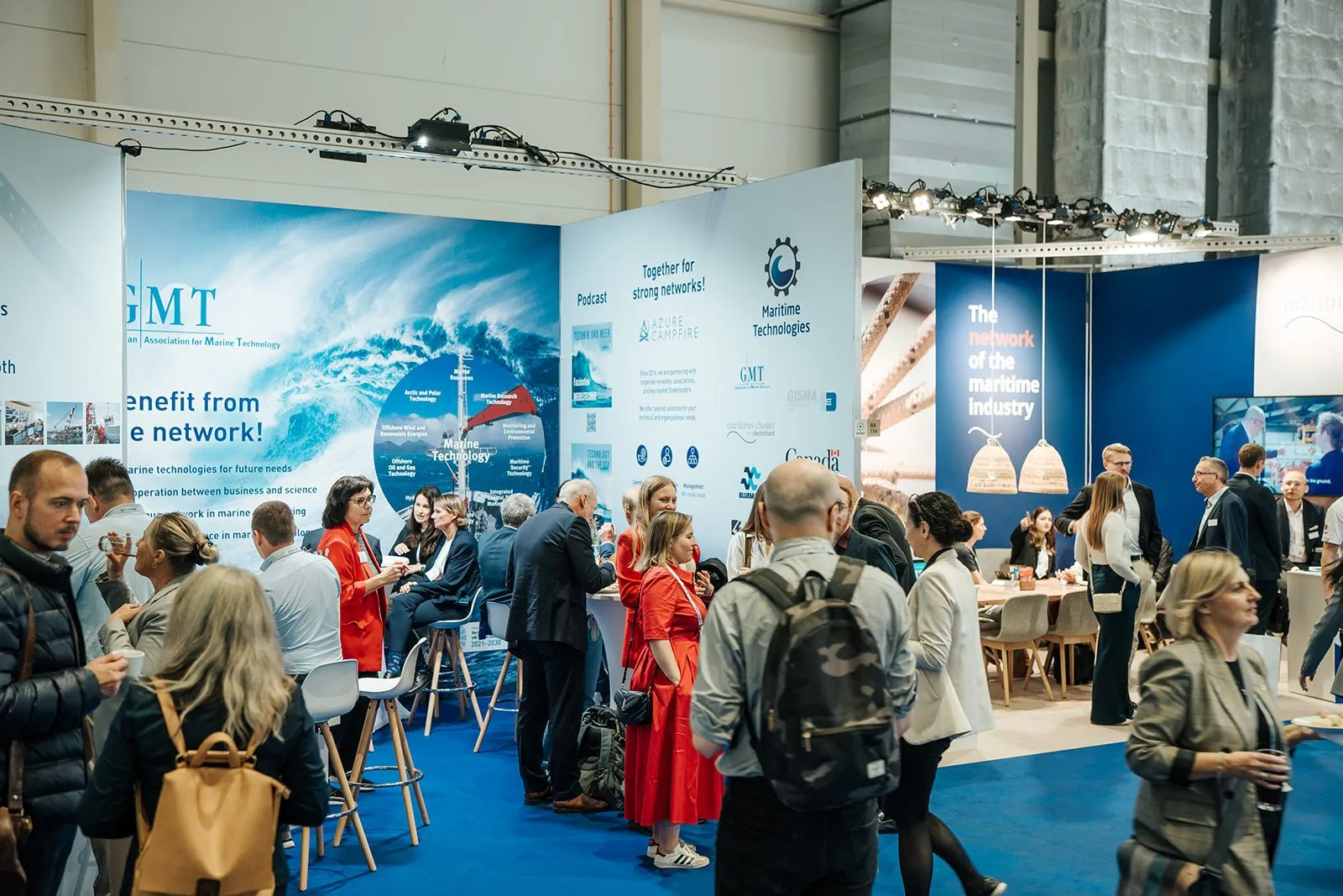 Trade fair booth with visitors